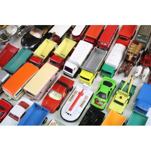 1214 - Around 90 mid 20th C onwards play worn diecast models to include Matchbox & Corgi examples, featurin... 