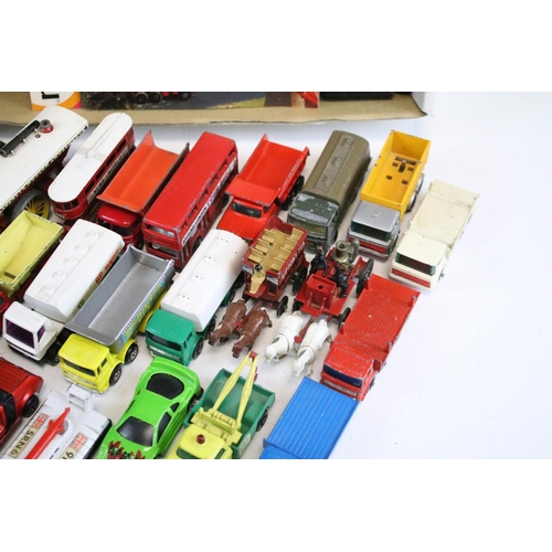 1214 - Around 90 mid 20th C onwards play worn diecast models to include Matchbox & Corgi examples, featurin... 