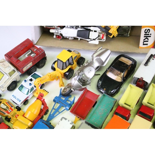 1214 - Around 90 mid 20th C onwards play worn diecast models to include Matchbox & Corgi examples, featurin... 