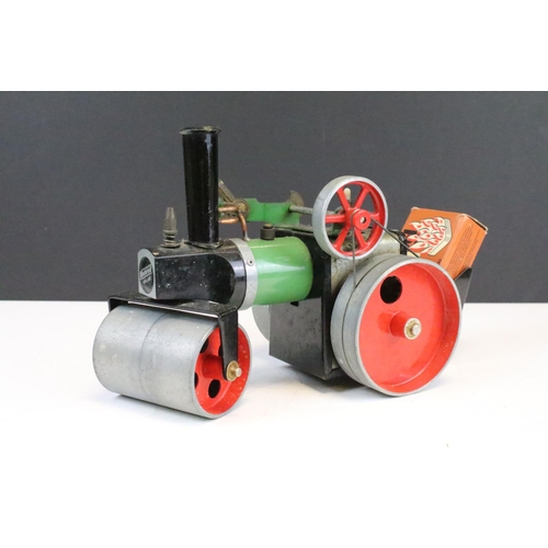127 - Steam Engine - Mamod Steam Roller plus 4 x boxed Mamod accessories to include Open Wagon OW1, Line S... 