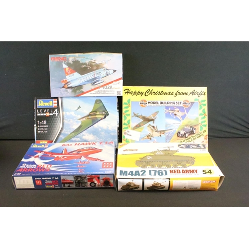 141 - 12 Boxed plastic military model kits to include Meng, Revell, Italeri, Cyber Hobby, Airfix, MiniArt,... 