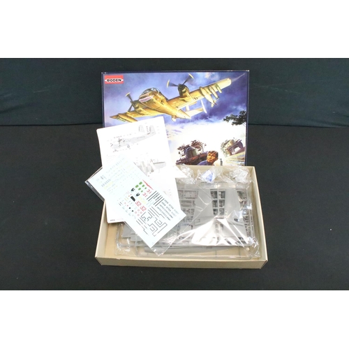 143 - Eight boxed plastic model kits to include 2 x Kitty Hawk (1/32 KH32003 OV-10D Bronco & 1/48 KH80146 ... 
