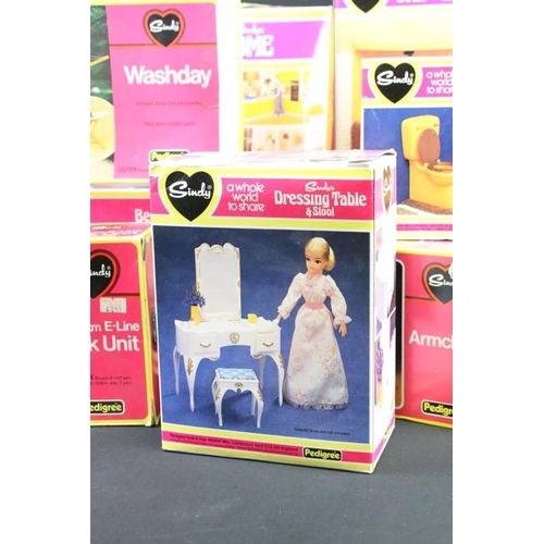 1504 - 11 Boxed Pedigree play sets / accessory sets to include Sindy's Home (44543 - tatty box), Shower (44... 