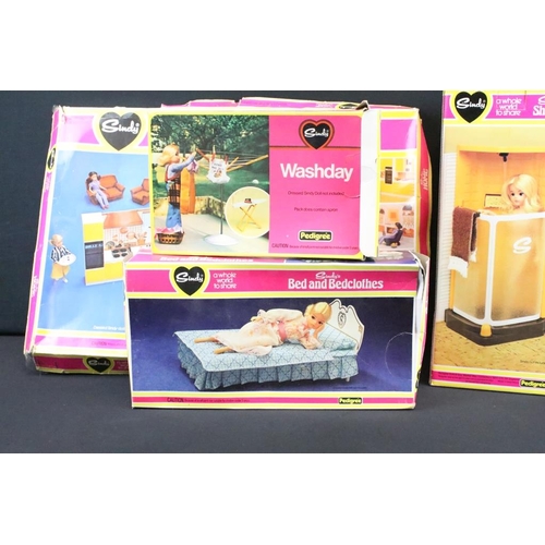 1504 - 11 Boxed Pedigree play sets / accessory sets to include Sindy's Home (44543 - tatty box), Shower (44... 