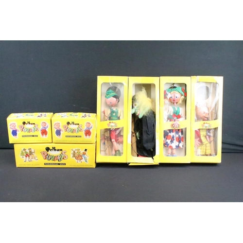 1508 - Collection of seven boxed Pelham Puppets to include SS5 Tyrolean Girl, SS4 Tyrolean Boy, Wicked Witc... 