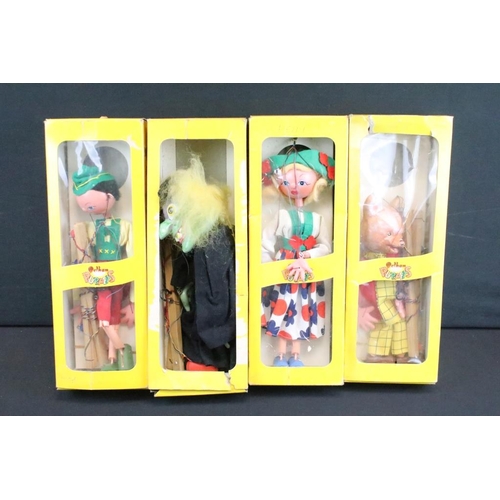 1508 - Collection of seven boxed Pelham Puppets to include SS5 Tyrolean Girl, SS4 Tyrolean Boy, Wicked Witc... 