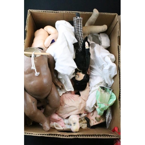 1581 - Large group of antique dolls onwards in various condition, features repairs and spares, includes Arm... 