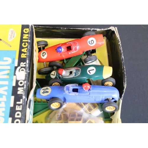 354 - Triang Scalextric set with three slot cars (C72 B.R.M - missing front wheels, MM / C67 Lotus & MM / ... 