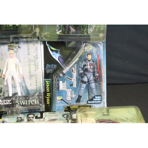 413 - Collection of 14 mixed film and TV related carded figures to include 10 x The Matrix figures featuri... 