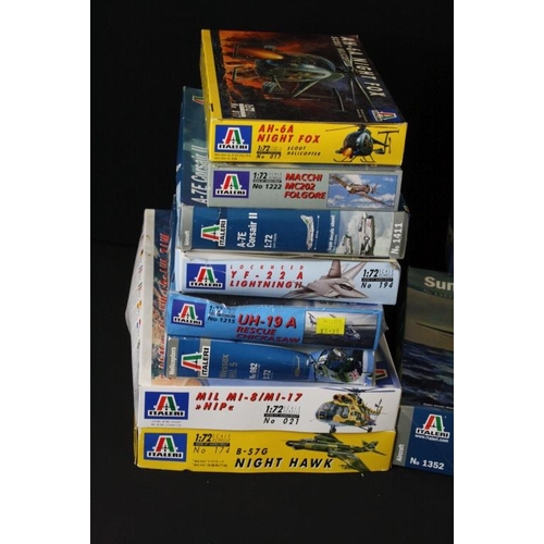 177 - 17 boxed and unbuilt Italeri 1/72 scale aviation plastic model kits to include models 1226, 1425, 13... 