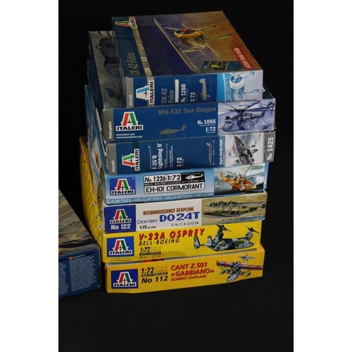 177 - 17 boxed and unbuilt Italeri 1/72 scale aviation plastic model kits to include models 1226, 1425, 13... 