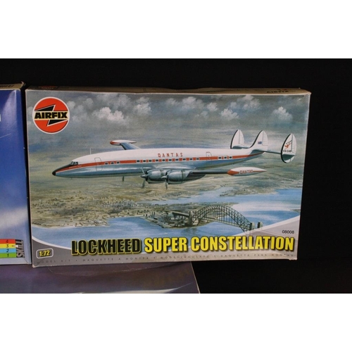 188 - Five boxed & unbuilt Airfix plastic model plane kits, 1:48 to 1:72 scale, to include 09005 1/72 BAC ... 