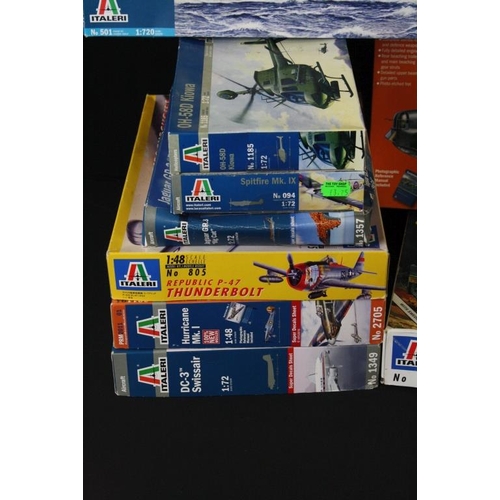 190 - 17 Boxed & unbuilt Italeri plastic model kits to include 1302 1/72 Sunderland Mk. 1, 1349 1/72 DC-3 ... 