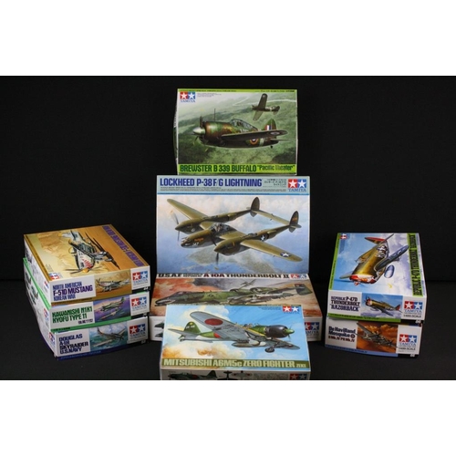 148 - Nine boxed Tamiya 1/48 plastic model kits to include 44 North American F-51D Mustang Korean War, 27 ... 