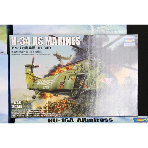 152 - 10 Boxed Trumpeter 1/48 plastic model kits to include 02890 Westland Whirlwind, 02827 Seahawk mk 100... 