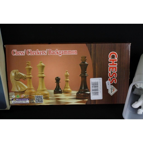 235 - Three boxed Chess sets to include Skor-Mor 'Chess In The Third Dimension', 3-in-1 Chess/Checker/Back... 