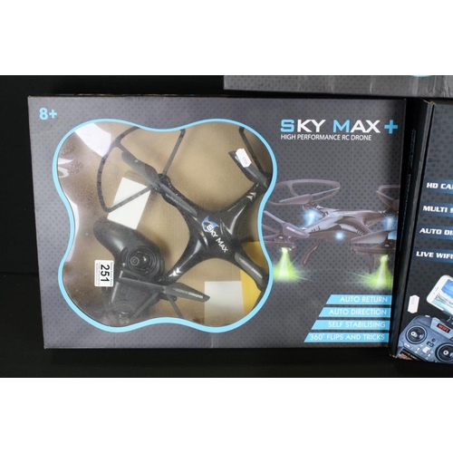 251 - Radio Control - Four boxed 'high performance' R/C drones to include Sky Max +, Air Max - Ultra, Xtre... 