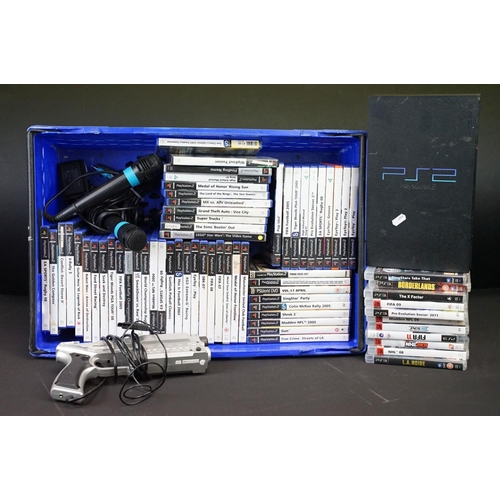 375 - Retro Gaming - A PS2 PlayStation 2 games console with 53 cased PS2 games (Medal Of Honor Rising Sun,... 