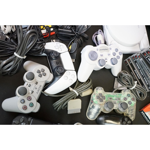 384 - Retro Gaming - Three Sony PlayStation consoles to include PSOne, PS1 & PS4 (model CUH-2116A); togeth... 