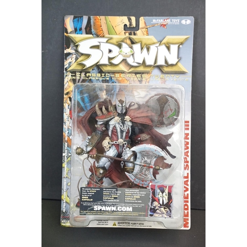 386 - Collection of eight boxed and carded McFarlane Toys Spawn figures to include Spawn V, Medieval Spawn... 