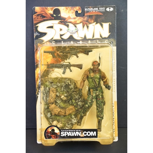 386 - Collection of eight boxed and carded McFarlane Toys Spawn figures to include Spawn V, Medieval Spawn... 