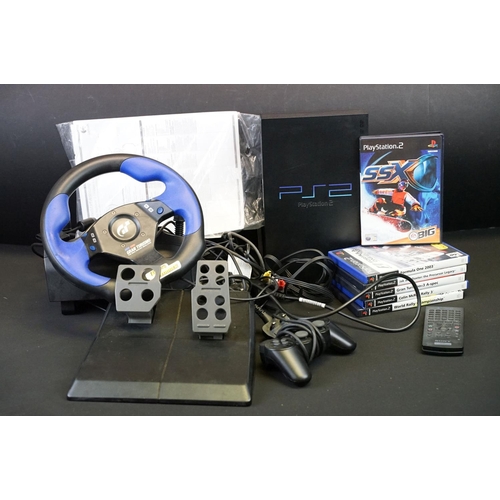 389 - Retro Gaming - A Sony PS2 PlayStation 2 games console with 5 cased games (World Rally Championship, ... 