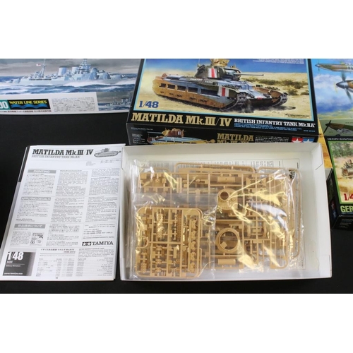 210 - 13 Boxed Tamiya plastic model kits to include 4 x 1/35 (96 Panzer Kampfwagen IV Ausf D, 65 Panther a... 