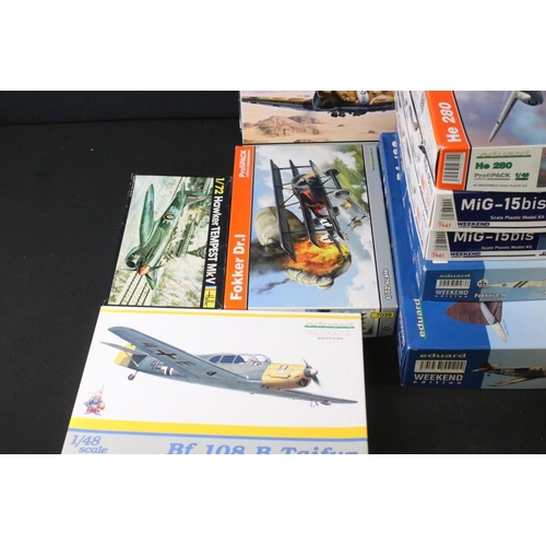 214 - 19 boxed and unbuilt plastic model kits to include 8 x Heller and 11 x Eduard featuring Heller 1/72 ... 