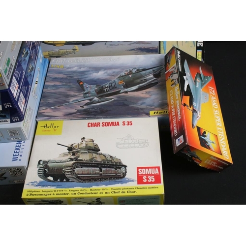 214 - 19 boxed and unbuilt plastic model kits to include 8 x Heller and 11 x Eduard featuring Heller 1/72 ... 