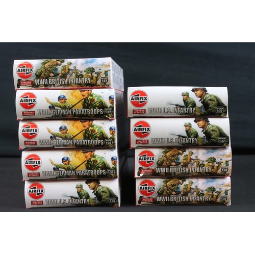 217 - Ex Shop Stock - Nine boxed Airfix 1/32 Vintage Classic plastic military figure sets to include 3 x W... 