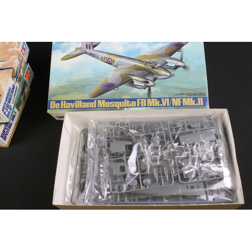 219 - Six boxed & unbuilt Tamiya plastic model kits to include 1/48 De Havilland Mosquito, 1/48 Supermarin... 