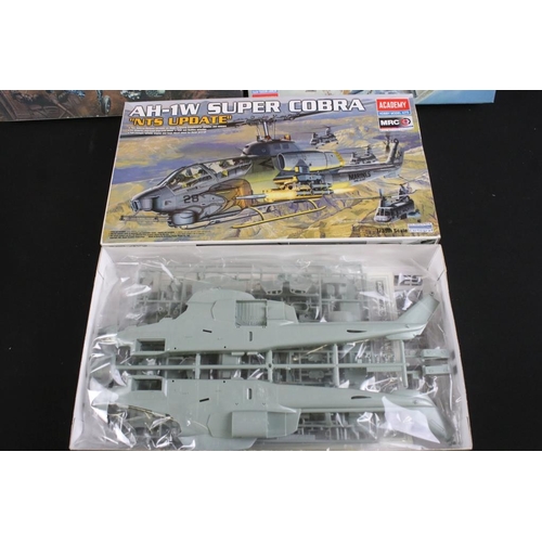 223 - Nine boxed & unbuilt Academy Hobby Model Kits, 1/35 to 1/144 scale, to include 2110 F-15E Strike Eag... 