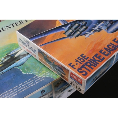 223 - Nine boxed & unbuilt Academy Hobby Model Kits, 1/35 to 1/144 scale, to include 2110 F-15E Strike Eag... 