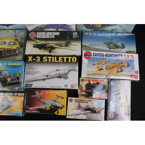 225 - 19 Sealed boxed plastic model kits to include Airfix, Italeri, Heller, Lindberg, Minicraft etc to in... 