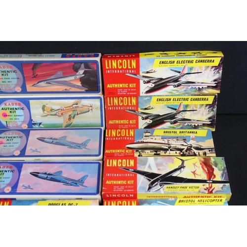 226 - 24 Boxed plastic aircraft model kits to include 15 x Lincoln International (115 Venom F.B.4, 107 Han... 