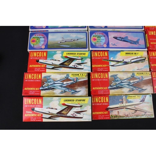 226 - 24 Boxed plastic aircraft model kits to include 15 x Lincoln International (115 Venom F.B.4, 107 Han... 