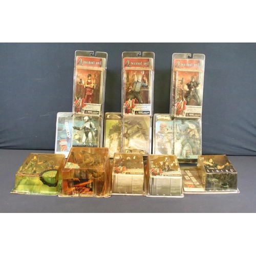 422 - Collection of 11 carded film and gaming related figures to include 5 x Resident Evil 4 figures featu... 