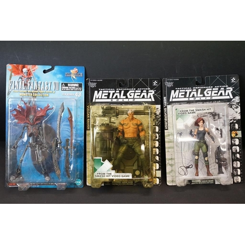 377 - Collection of 24 mixed gaming carded action figures to include 14 x Metal Gear Solid 1 and 2 figures... 