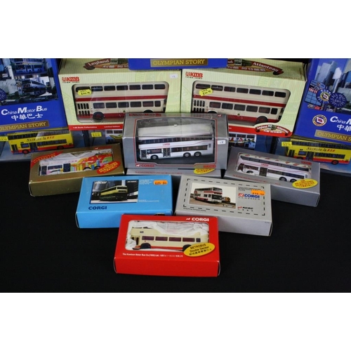 1360 - 16 boxed / cased Corgi 1/76 and 1/50 scale Oriental & Far East decal diecast model buses to include ... 