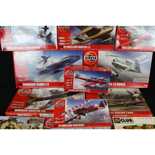 184 - 14 Boxed Airfix 1/48 plastic model kits to include A09184, A08109, A09185, A05138, A50124, A05122A, ... 