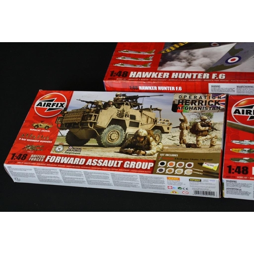 184 - 14 Boxed Airfix 1/48 plastic model kits to include A09184, A08109, A09185, A05138, A50124, A05122A, ... 