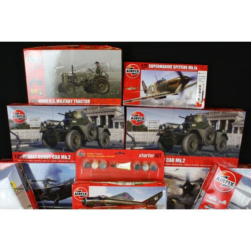 185 - 18 boxed and unbuilt Airfix plastic model kits to include 4 x 1/35 scale models featuring A1367, 2 x... 