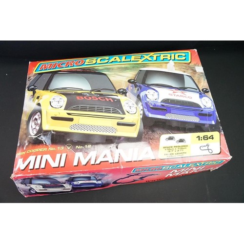 423 - Four boxed slot car sets to include 3 x Scalextric (GT Racers, Mini Mania and Monaco) and Aurora For... 