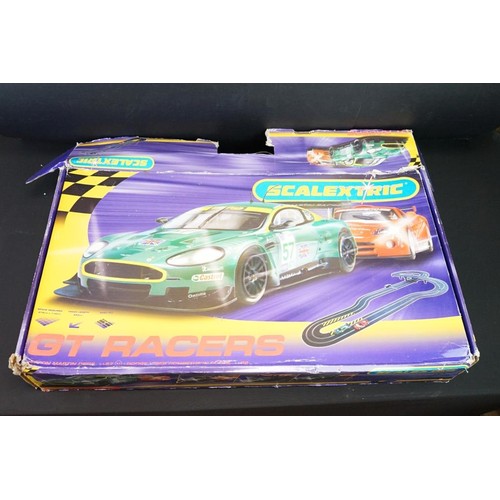 423 - Four boxed slot car sets to include 3 x Scalextric (GT Racers, Mini Mania and Monaco) and Aurora For... 