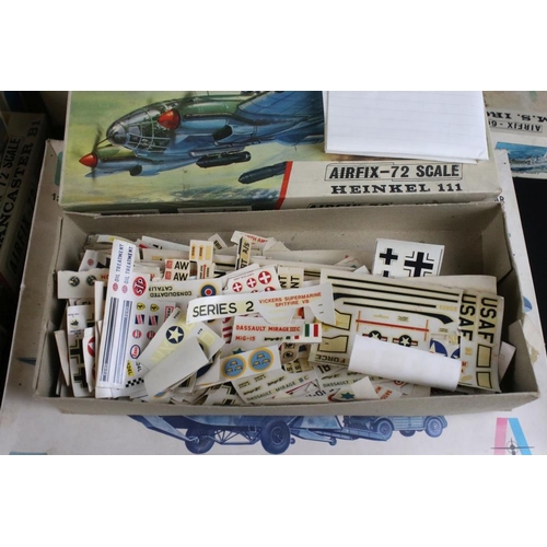 228 - Collection of approximately 50 empty plastic aircraft model kits boxes to include mainly Airfix exam... 