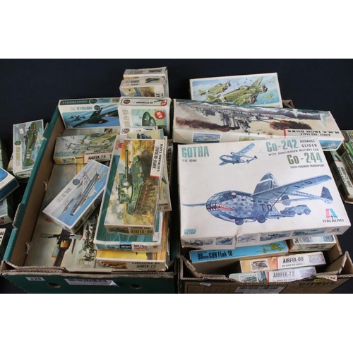 228 - Collection of approximately 50 empty plastic aircraft model kits boxes to include mainly Airfix exam... 