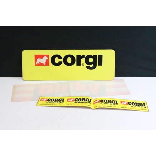 1503A - Original card Corgi shop promo display sign (42cm in length) plus a original Dinky window sticker (f... 