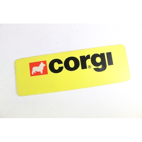 1503A - Original card Corgi shop promo display sign (42cm in length) plus a original Dinky window sticker (f... 