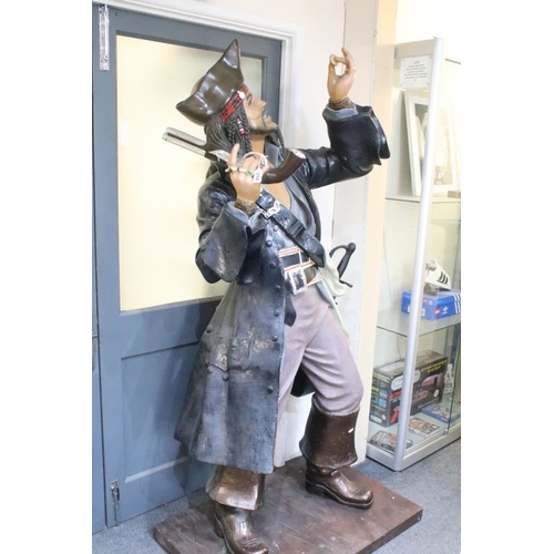 356 - Large Pirates Of The Caribbean Captain Jack Sparrow painted fibreglass figure with pistol and cutlas... 