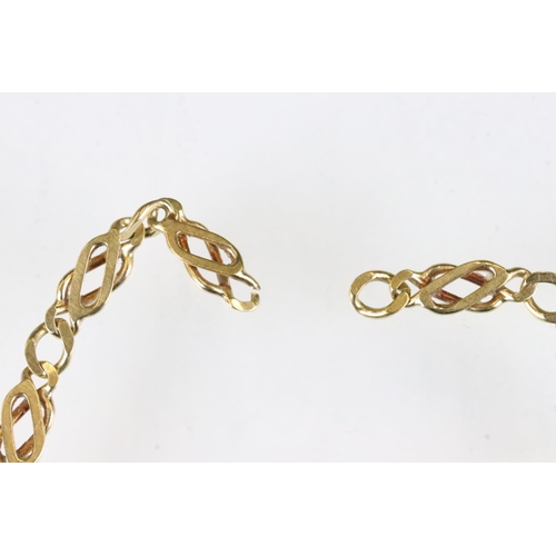 160 - 9ct yellow gold bracelet, broken (af)